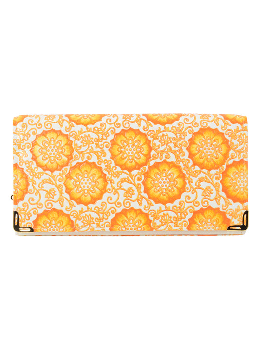 吉祥柄白なめし革長財布