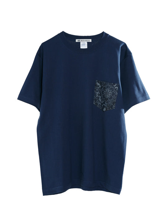 蓮唐草デニムポケットTシャツ