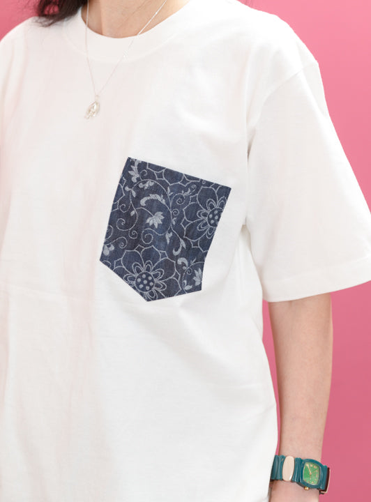 蓮唐草デニムポケットTシャツ