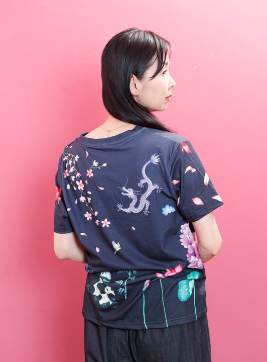 朧朧国VネックTシャツ