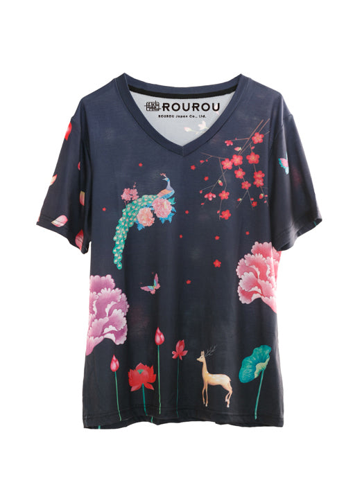 朧朧国VネックTシャツ