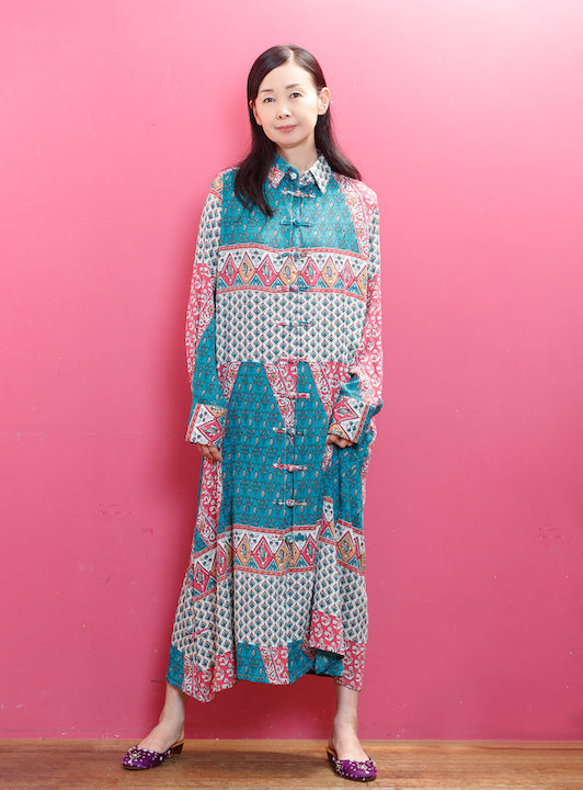 ★SALE★ヨウリュウチャイナ釦ロングワンピース (detail 2) - ROUROU | Yokohama Chinatown Asian Fashion