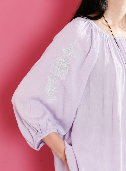 フラワー刺繍レーヨンヨウリュウチュニック