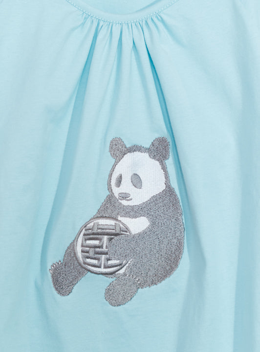 パンダ刺繍パフスリーブカットソー