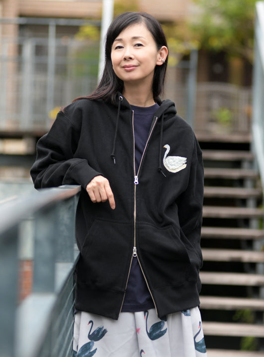 ★SALE★白鳥立体刺繍レディースパーカー (detail 5) - ROUROU | Yokohama Chinatown Asian Fashion