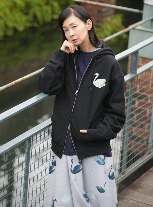★SALE★白鳥立体刺繍レディースパーカー (detail 6) - ROUROU | Yokohama Chinatown Asian Fashion