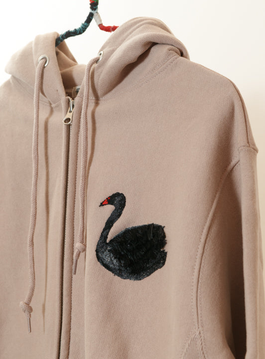 白鳥立体刺繍レディースパーカー