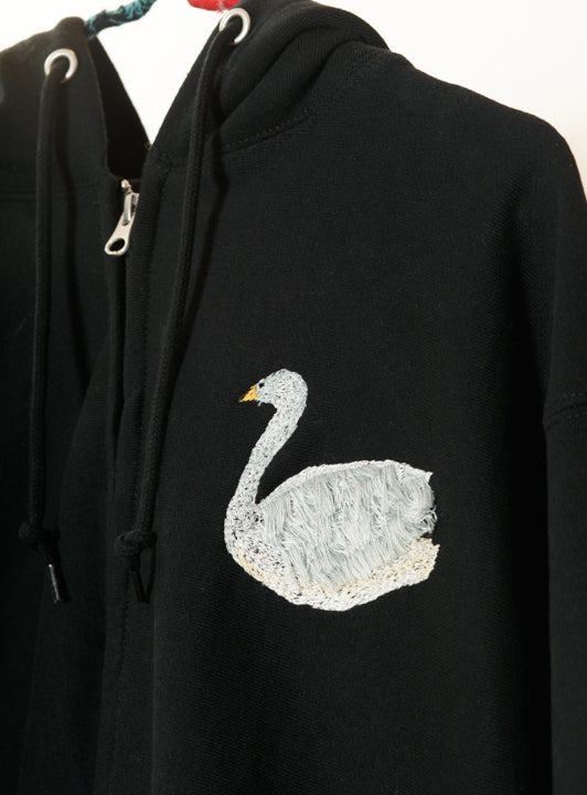 白鳥立体刺繍レディースパーカー