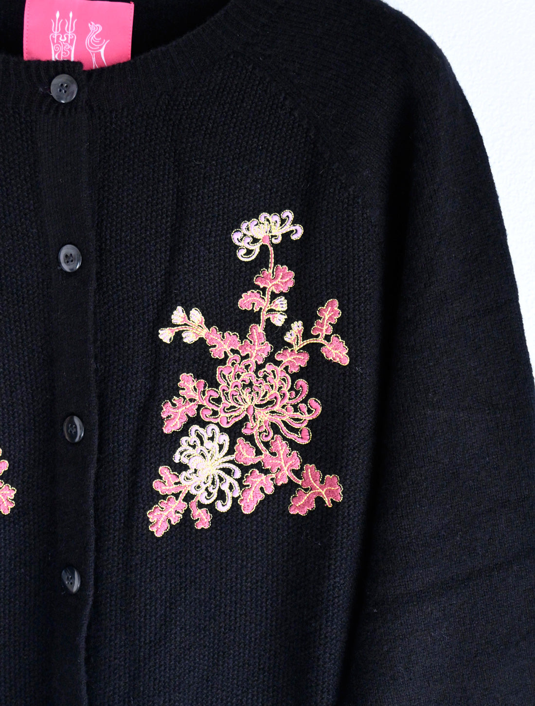 菊刺繍カーディガン
