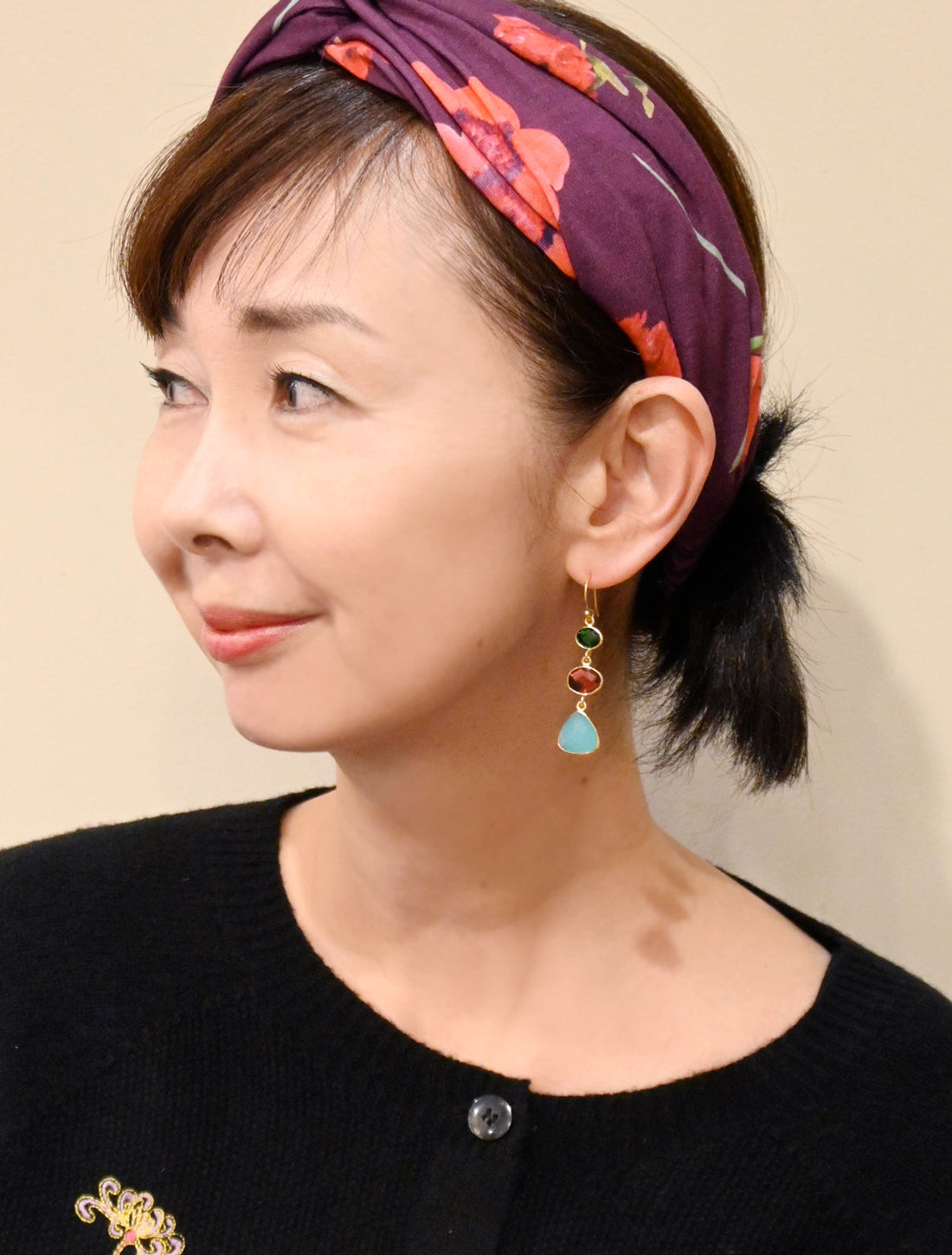 オーバルダングリングピアス