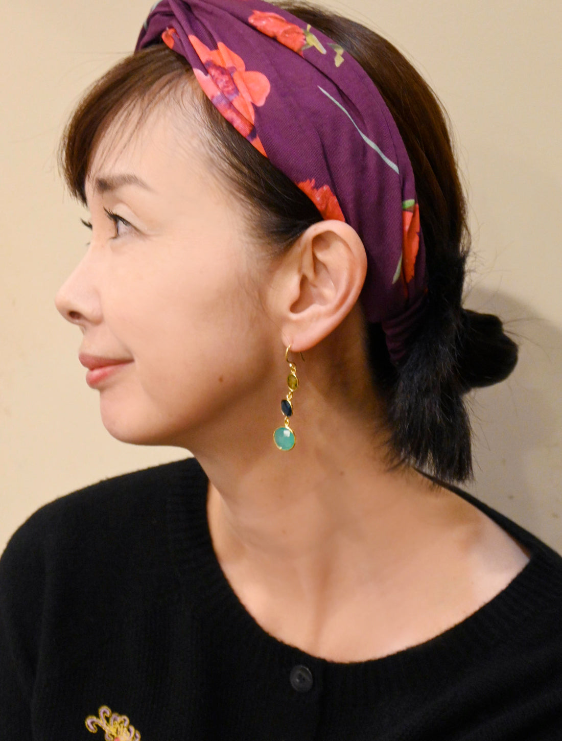 オーバルダングリングピアス