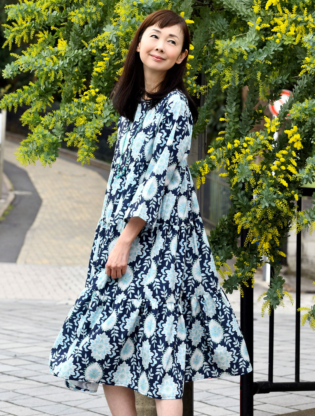 パウダーブルーダマスクティアードワンピース【2026SS】※予約※