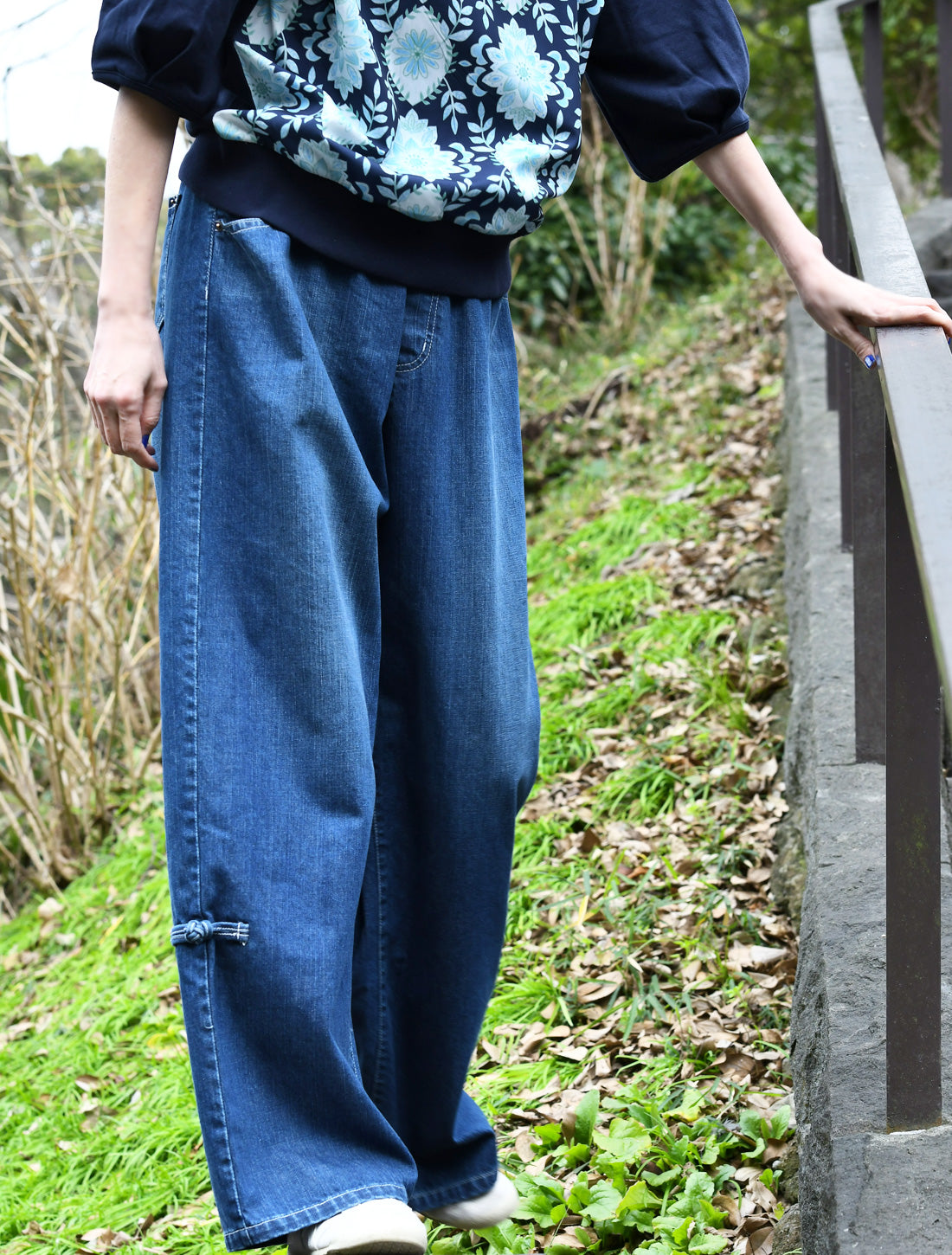 チャイナ釦セミフレアーデニムパンツ【2026SS】※予約※