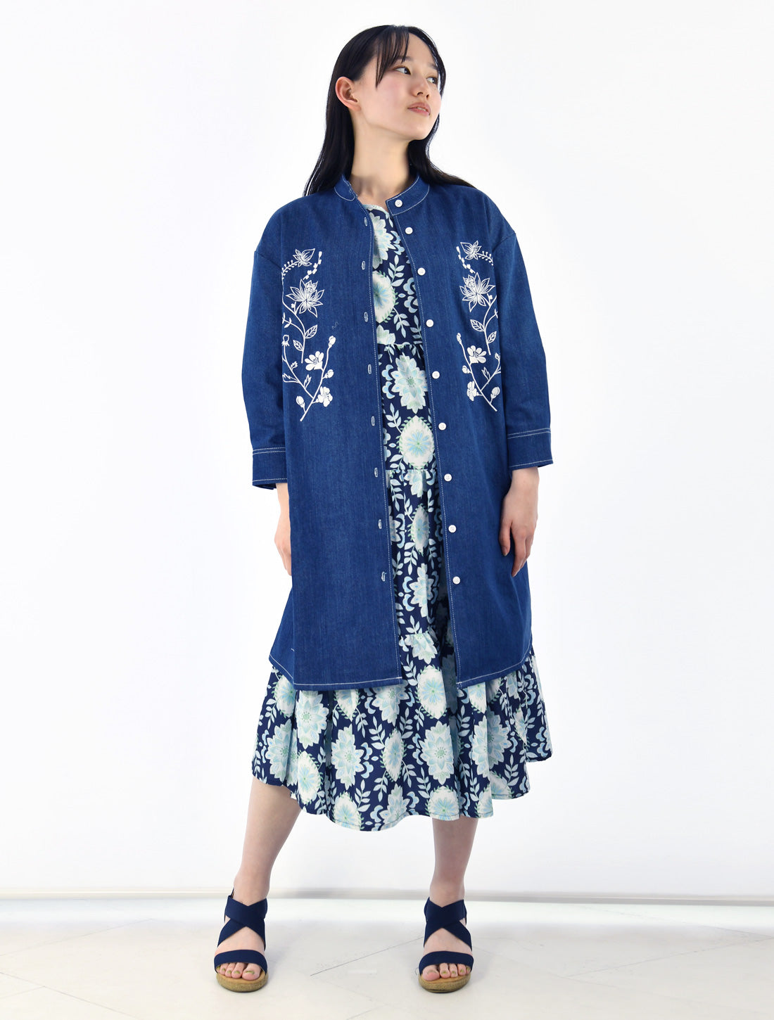 ロータスレース刺繍デニムチュニック【2026SS】※予約※