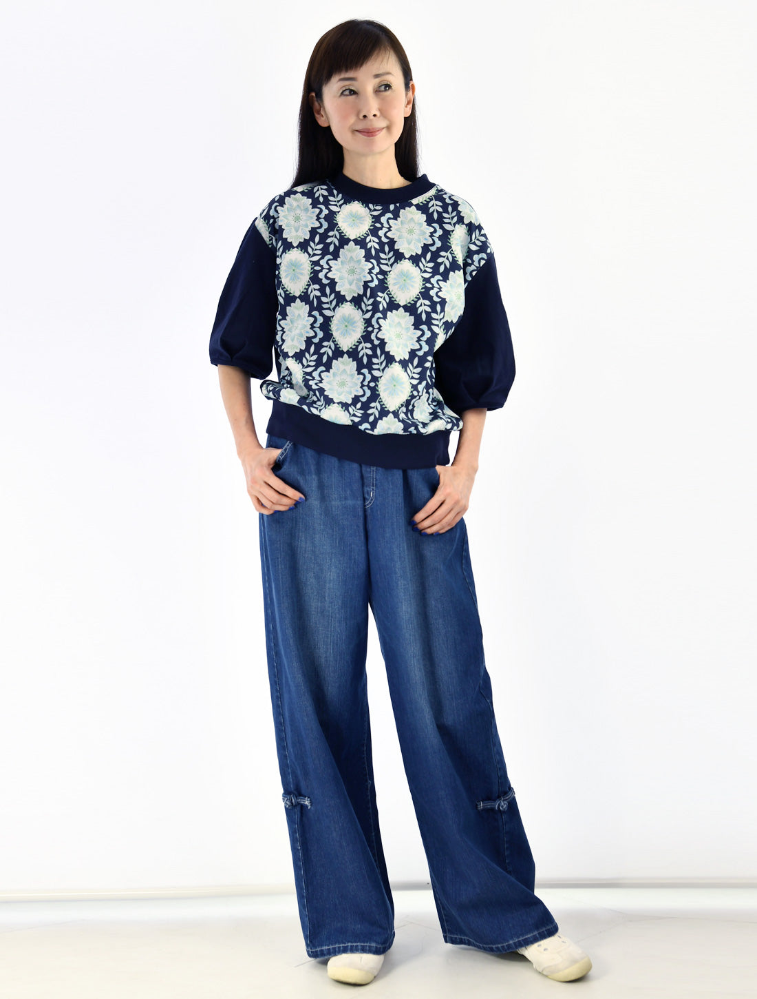 チャイナ釦セミフレアーデニムパンツ【2026SS】※予約※