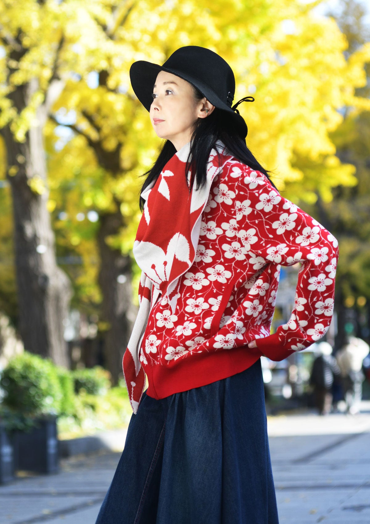 梅唐草ジャカードニットストール★SALE★ (detail 5) - ROUROU | Yokohama Chinatown Asian Fashion