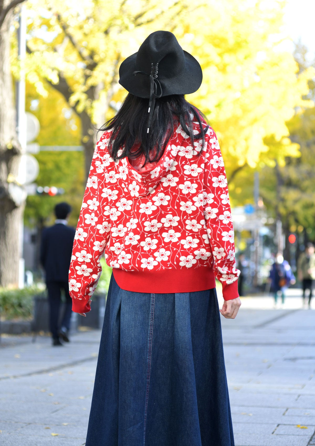 梅唐草ジャカードニットパーカー