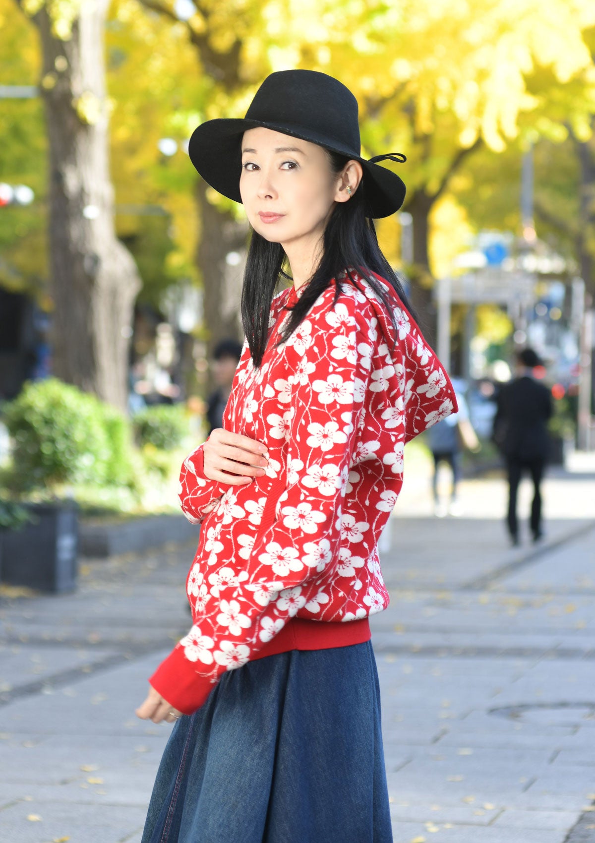 梅唐草ジャカードニットパーカー