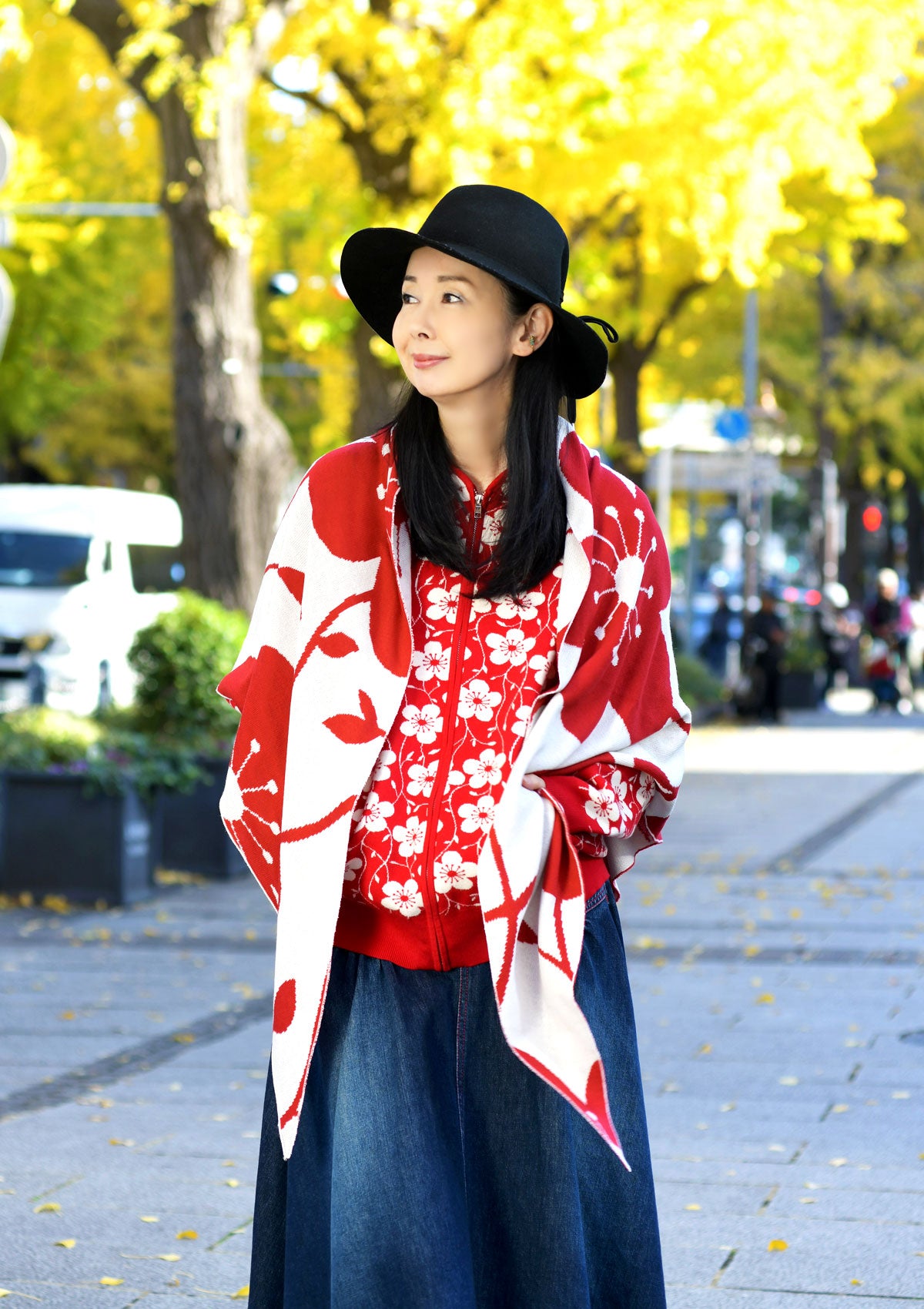 梅唐草ジャカードニットストール★SALE★ (detail 2) - ROUROU | Yokohama Chinatown Asian Fashion