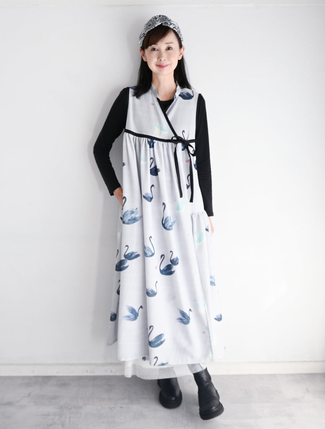 【25周年】白鳥カシュクールワンピース
