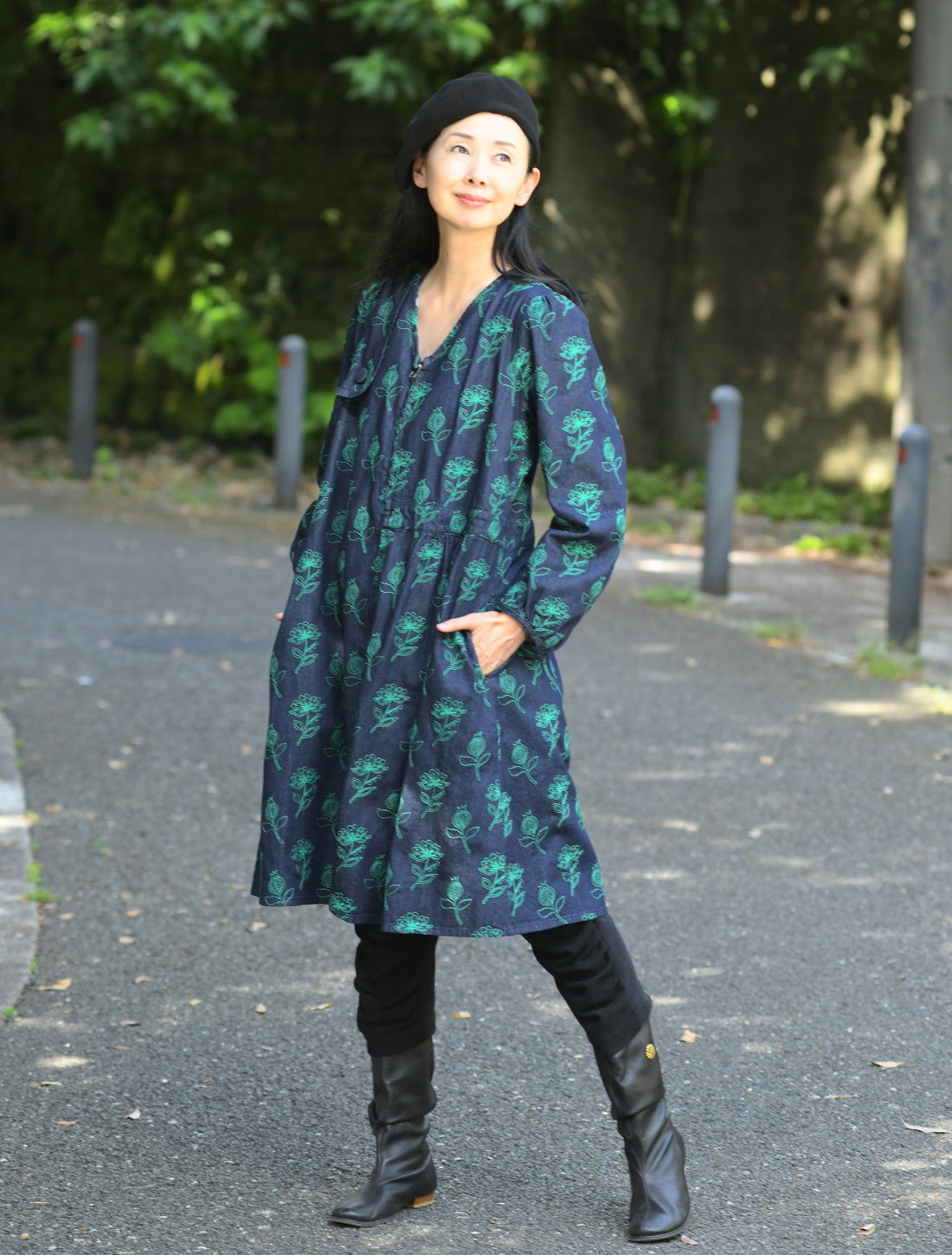 フォレストフラワーデニム刺繍コート