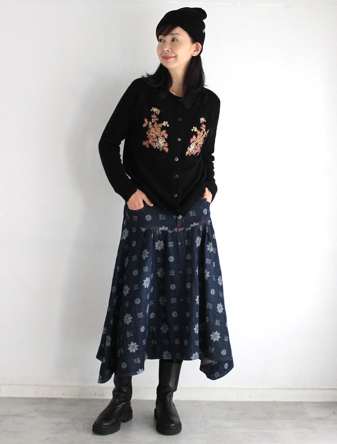 【25周年】福モノグラムジャカードデニムスカート※予約