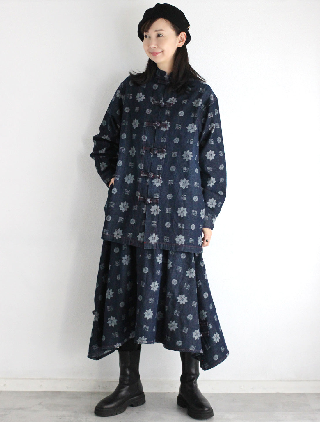 【25周年】福モノグラムジャカードデニムスカート※予約