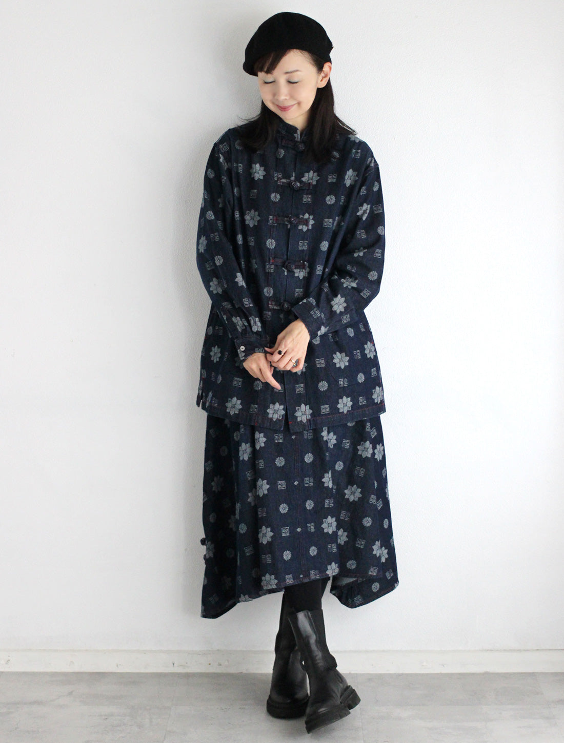 【25周年】福モノグラムジャカードデニムスカート※予約