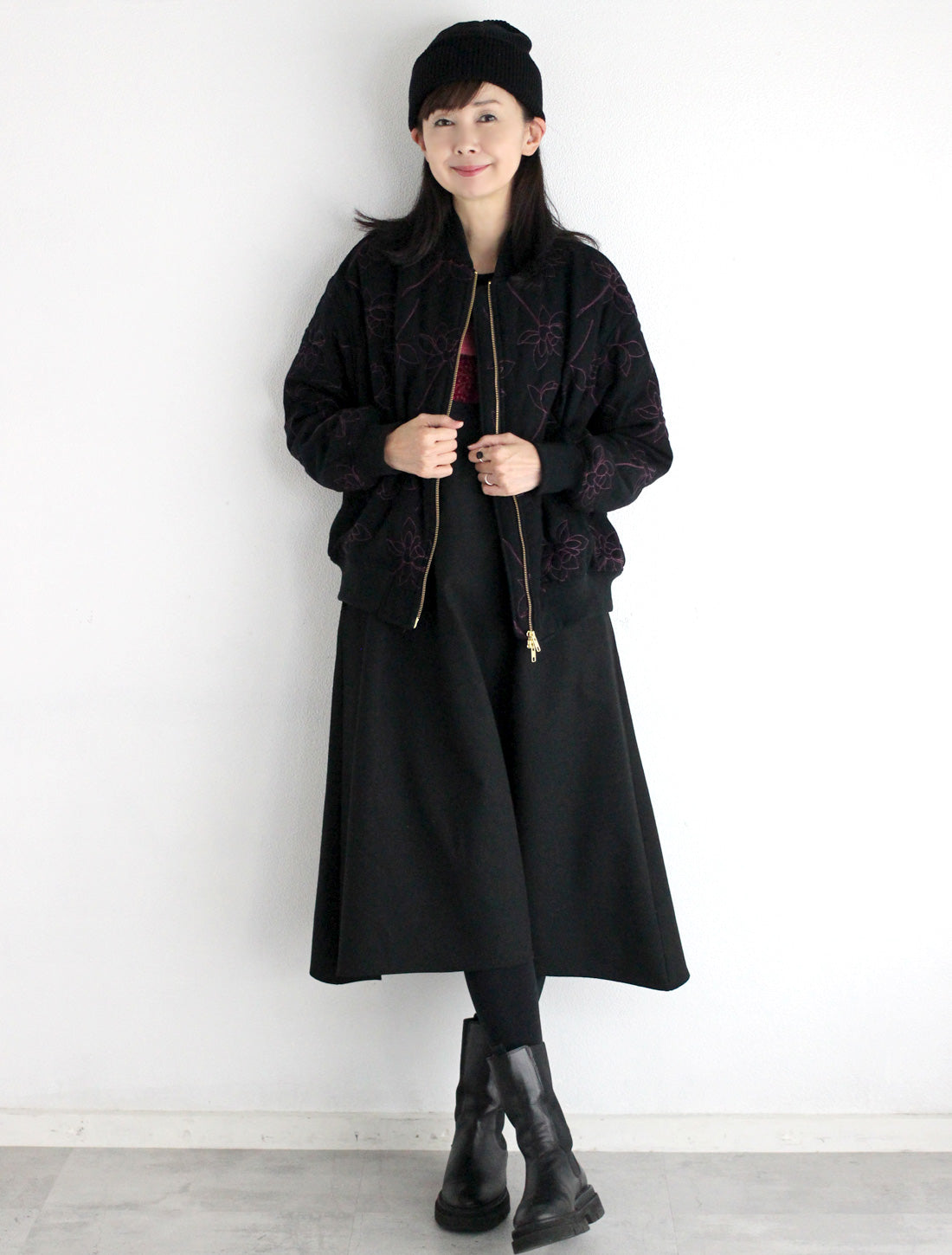 【25周年】蓮刺繍キルティングブルゾン