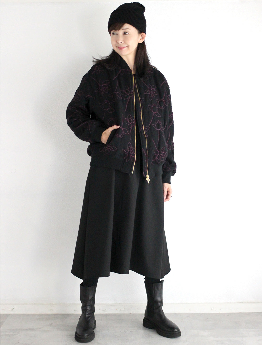 【25周年】蓮刺繍キルティングブルゾン