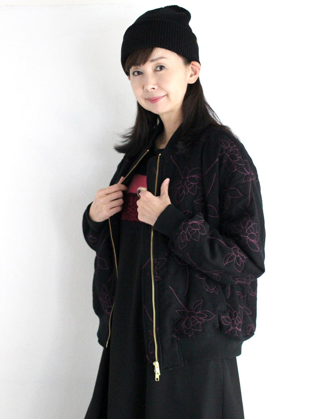 【25周年】蓮刺繍キルティングブルゾン