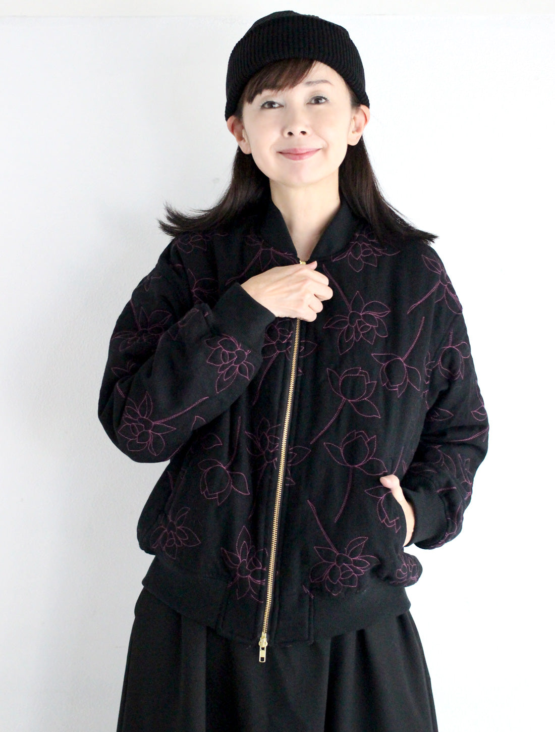 【25周年】蓮刺繍キルティングブルゾン