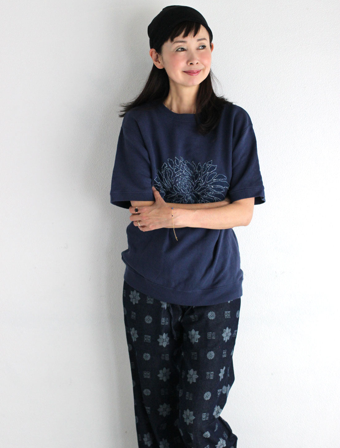 ダリアボンディングプリントパイルTシャツ