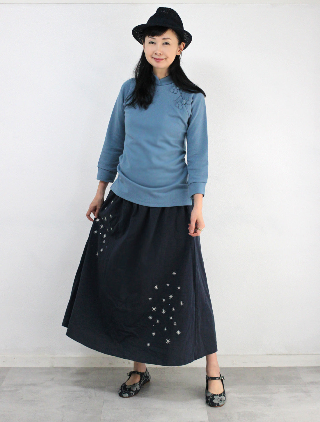星空刺繍スカート