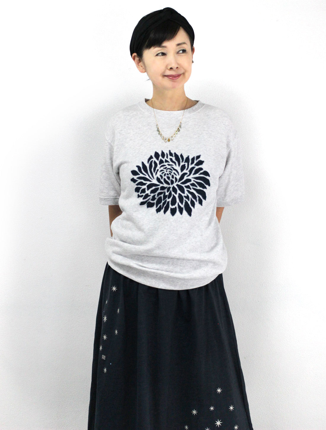 ダリアボンディングプリントパイルTシャツ