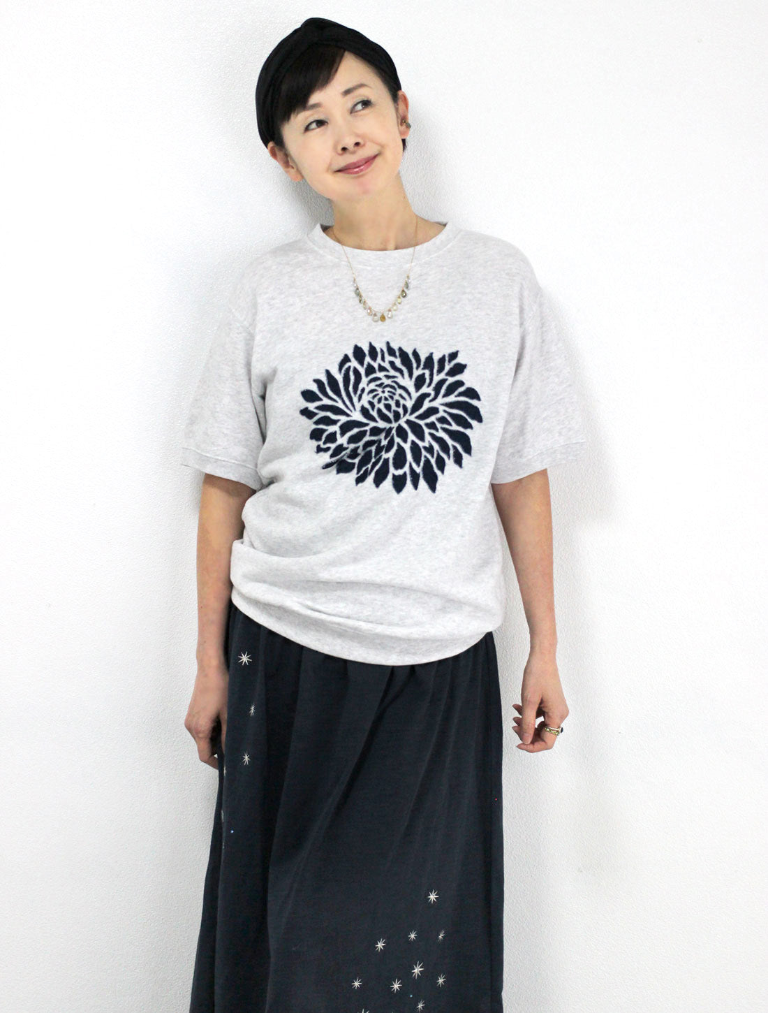 ダリアボンディングプリントパイルTシャツ