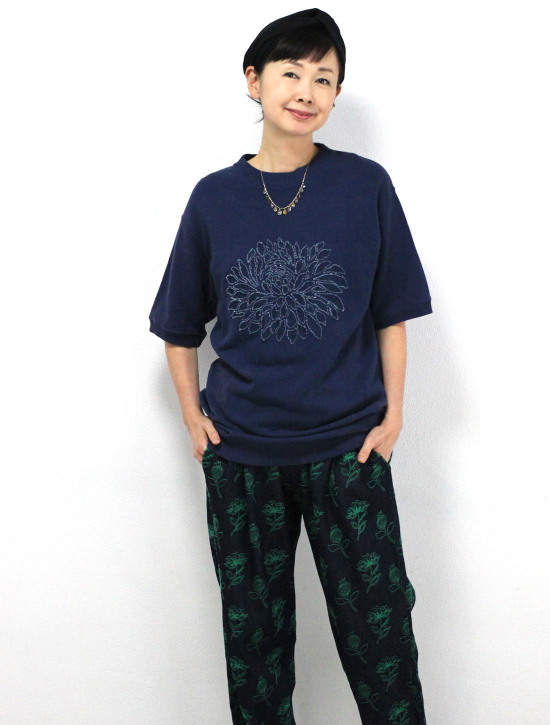 ダリアボンディングプリントパイルTシャツ