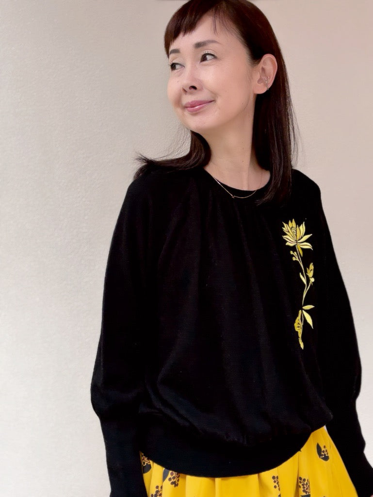 Forest flower embroidered wool cardigan