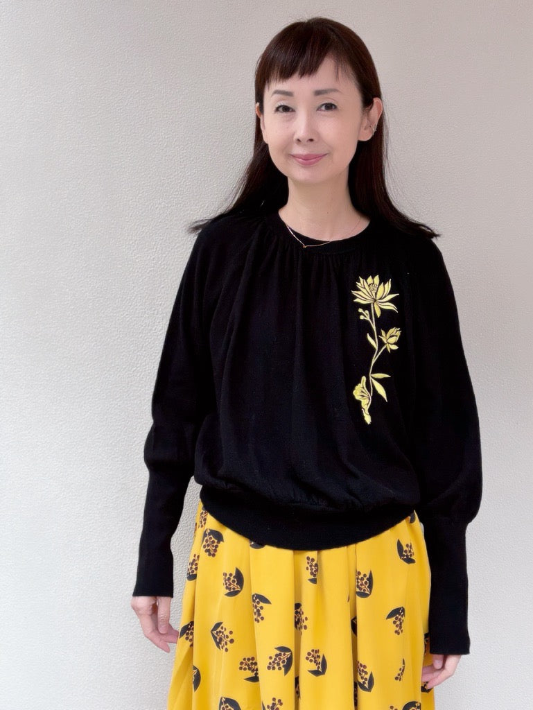 Forest flower embroidered wool cardigan