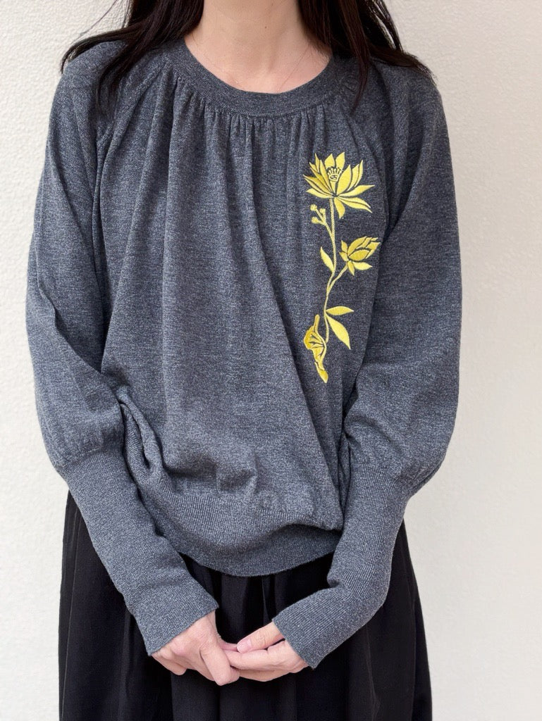 Forest flower embroidered wool cardigan