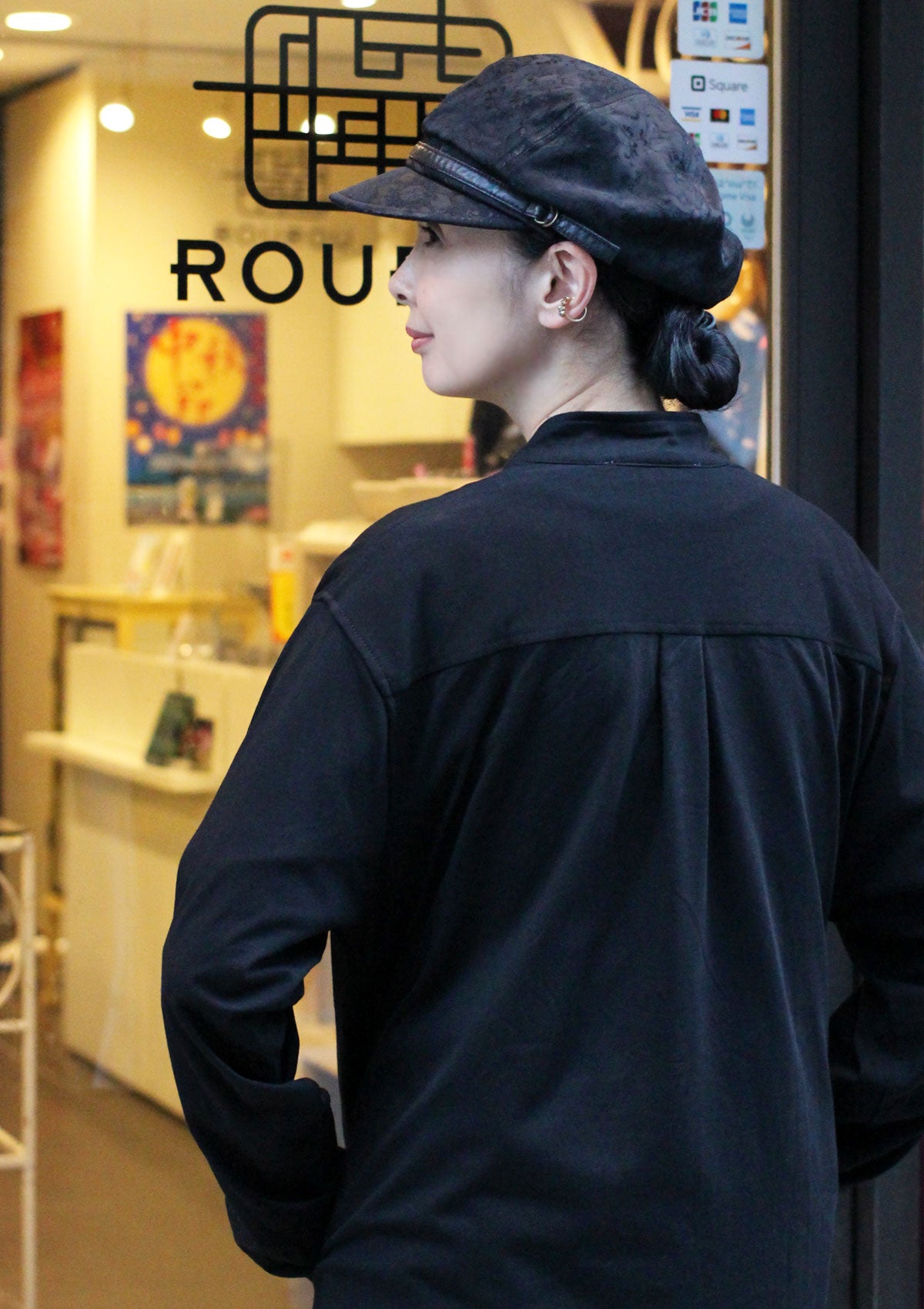 蓮刺繍マオカラーカーディガン