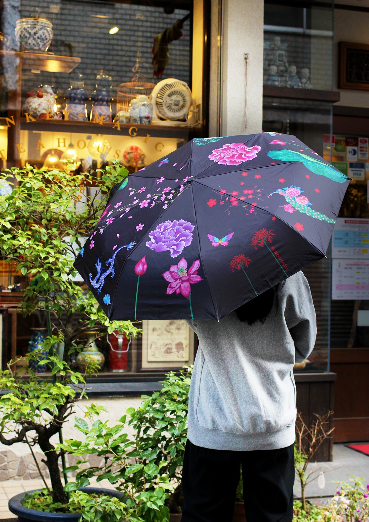ROUROU折りたたみ傘(ワンタッチ式)