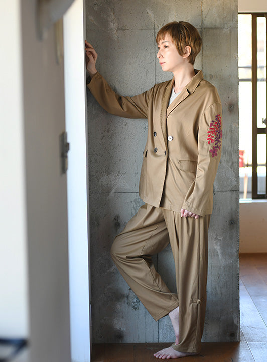 ★お宝市★蓮刺繍テンセルダブルジャケット (detail 2) - ROUROU | Yokohama Chinatown Asian Fashion