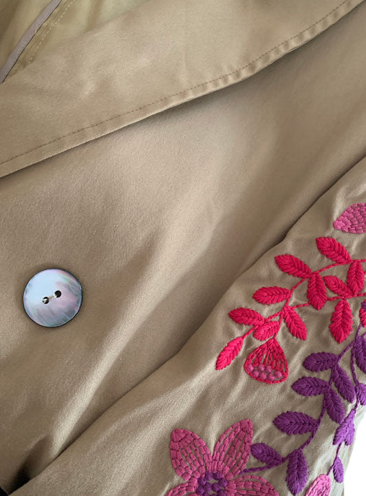 ★お宝市★蓮刺繍テンセルダブルジャケット (detail 5) - ROUROU | Yokohama Chinatown Asian Fashion