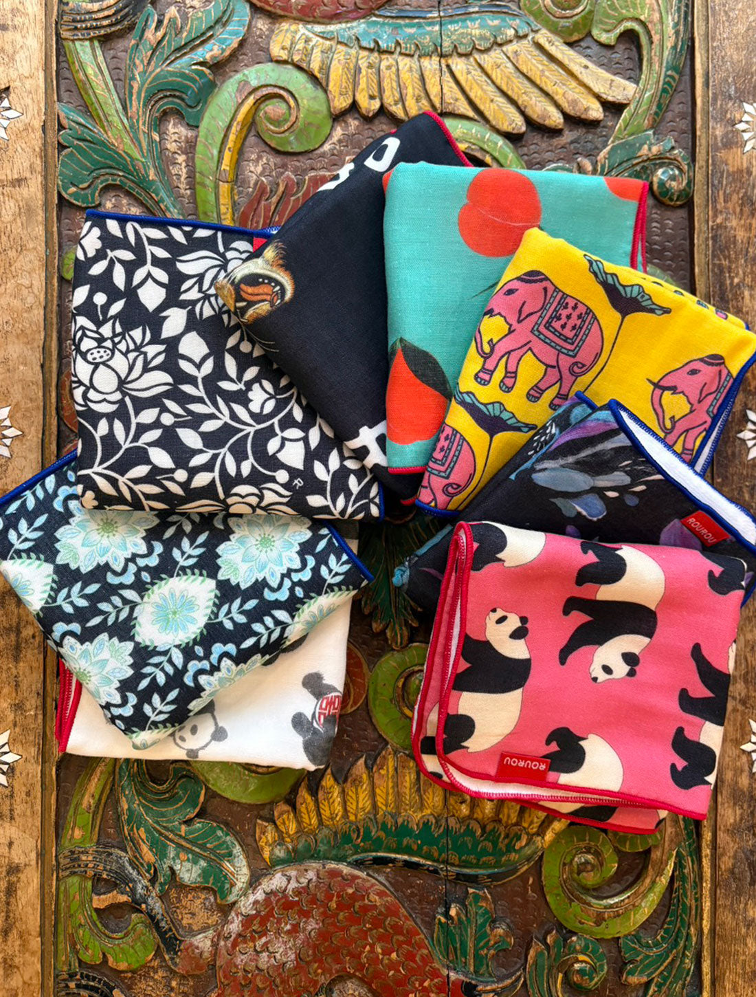 ROUROUプリントガーゼハンカチタオル2