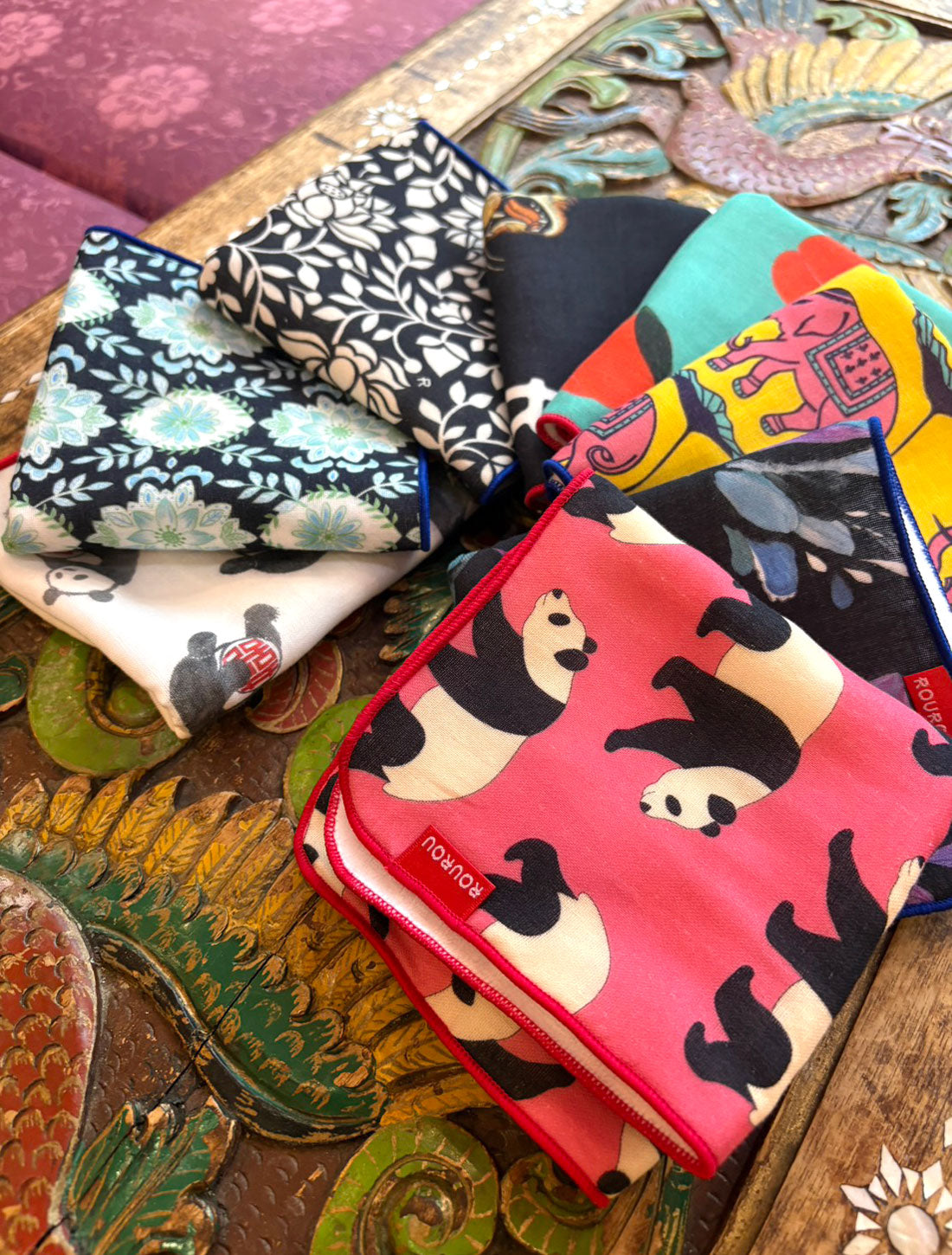 ROUROUプリントガーゼハンカチタオル2 (クリックポスト)