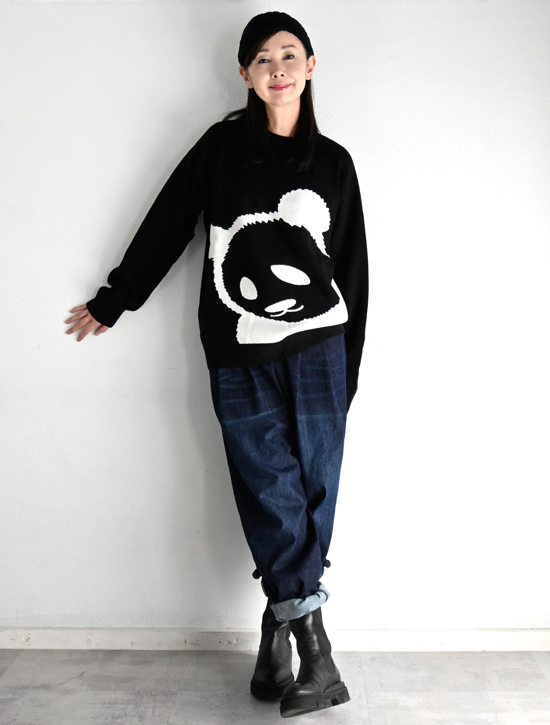 11/5まで出品I am I in fact ハンドニットパンダジャガードPO my panda online shop | ハンドニット パンダジャガードPO GRAY