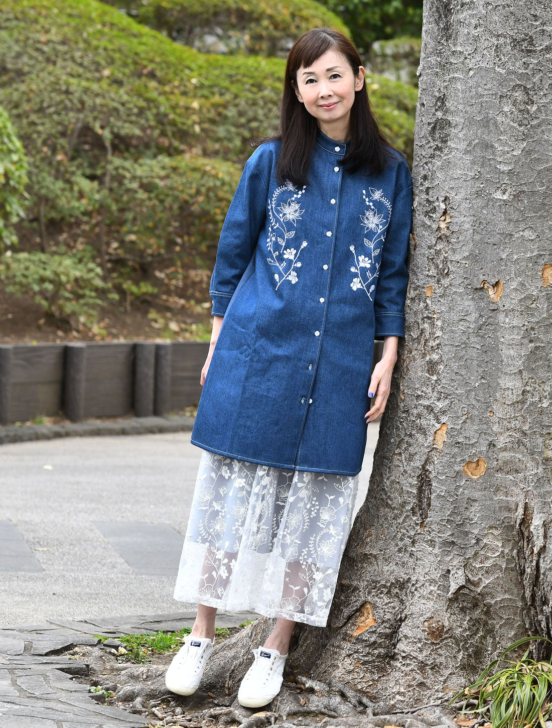 ロータスレース刺繍デニムチュニック【2026SS】※予約※