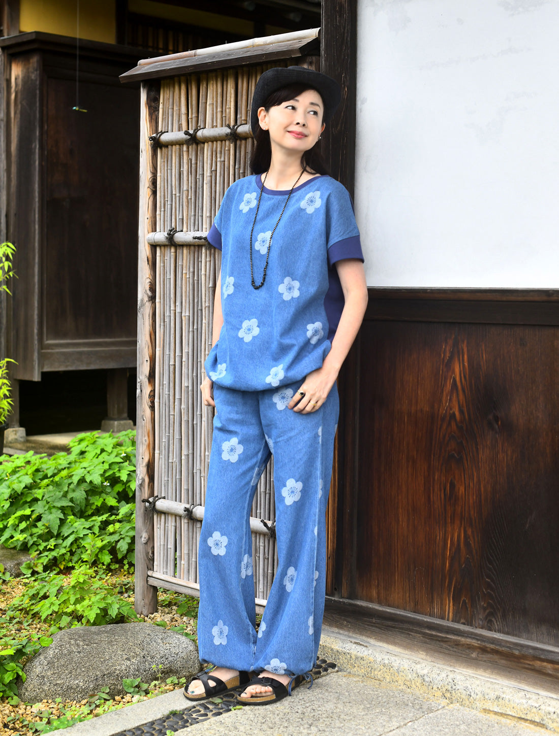 梅ジャカードデニムパンツ※予約