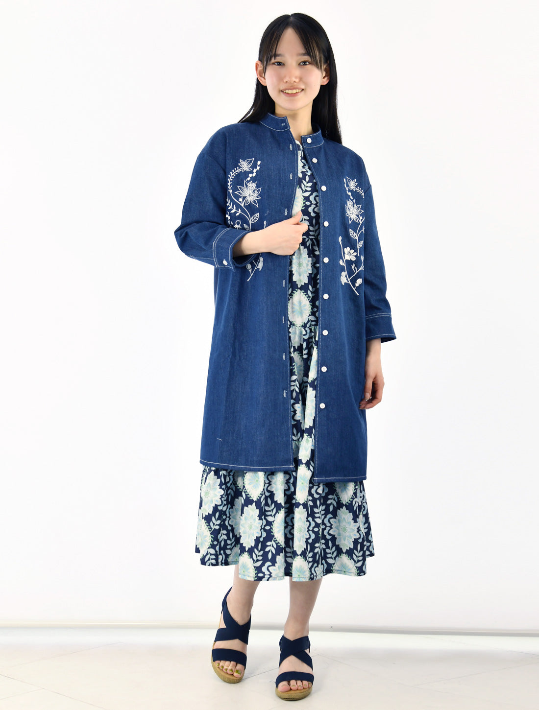 ロータスレース刺繍デニムチュニック【2026SS】※予約※